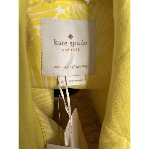 NWT Kate Spade NY Hayley Coat light jacket dress yellow white dive in $498 SZ 14 - Picture 2 of 15